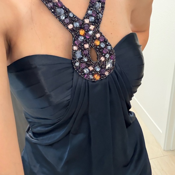 Maggie Sottero Navy Strapless Dress with Jewel Accents